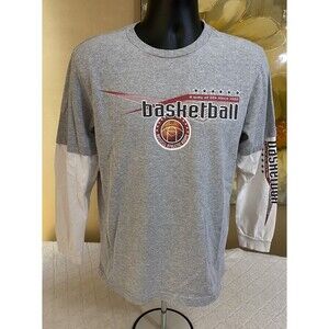 Vintage Russell Athletic Basketball Hoops Graphic Gray Tee Size XL 18/20